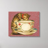 Cat Teacup Schattige Victoriaans Canvas Afdruk (Voorkant)