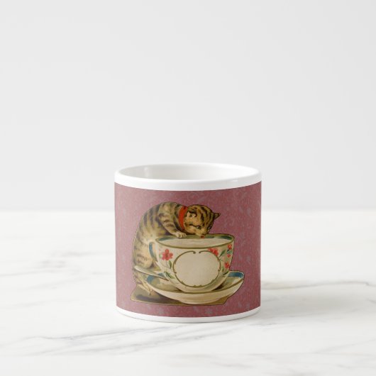 Cat Teacup Schattige  Victoriaans Espresso Kop (Voorkant)