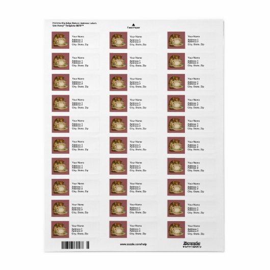 Cat Teacup Schattige  Victoriaans Etiket (Full Sheet)