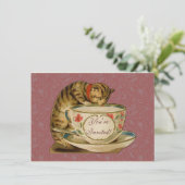 Cat Teacup Schattige  Victoriaans Kaart (Staand voorkant)