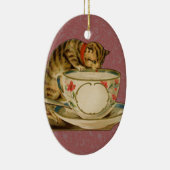 Cat Teacup Schattige  Victoriaans Keramisch Ornament (Rechts)