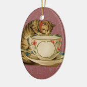 Cat Teacup Schattige  Victoriaans Keramisch Ornament (Links)