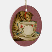 Cat Teacup Schattige  Victoriaans Keramisch Ornament (Rechts)