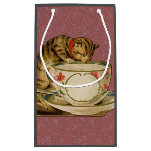 Cat Teacup Schattige  Victoriaans Klein Cadeauzakje (Achterkant)
