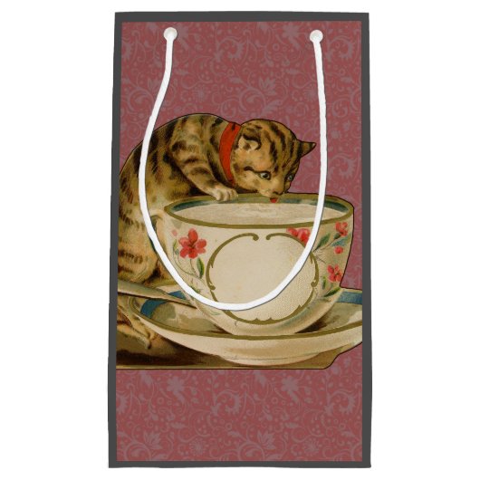 Cat Teacup Schattige Victoriaans Klein Cadeauzakje (Voorkant)
