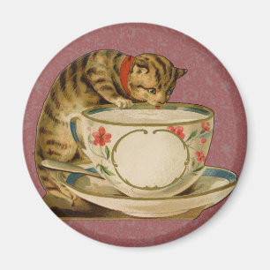 Cat Teacup Schattige  Victoriaans Magneet