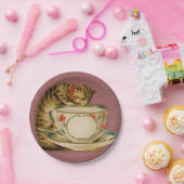 Cat Teacup Schattige  Victoriaans Papieren Bordje (Feest)