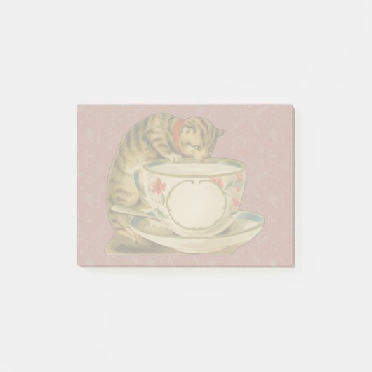 Cat Teacup Schattige Victoriaans Post-it® Notes (Voorkant)