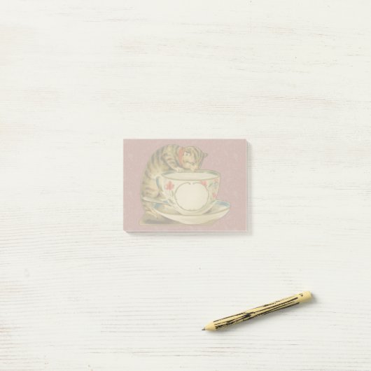 Cat Teacup Schattige  Victoriaans Post-it® Notes (Op bureau)