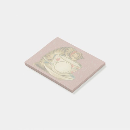 Cat Teacup Schattige  Victoriaans Post-it® Notes (Schuin)