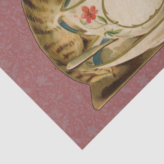 Cat Teacup Schattige  Victoriaans Tissuepapier (Detail)