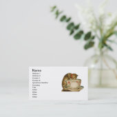Cat Teacup Schattige  Victoriaans Visitekaartje (Staand voorkant)