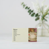 Cat Teacup Schattige  Victoriaans Visitekaartje (Staand voorkant)