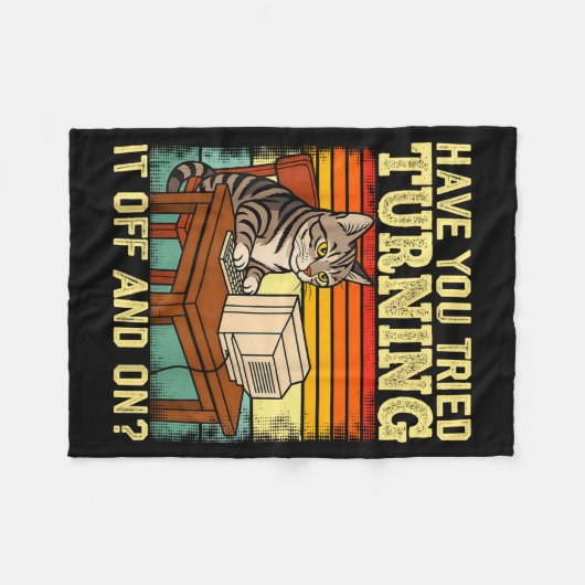 Cat Tech Engineer Suprt Humor Tech Computer It Guy Fleece Deken (Voorkant (Horizontaal))