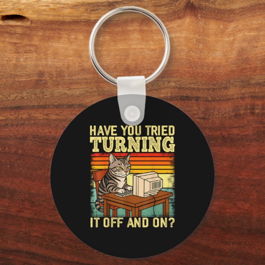 Cat Tech Engineer Suprt Humor Tech Computer It Guy Sleutelhanger (Voorkant)