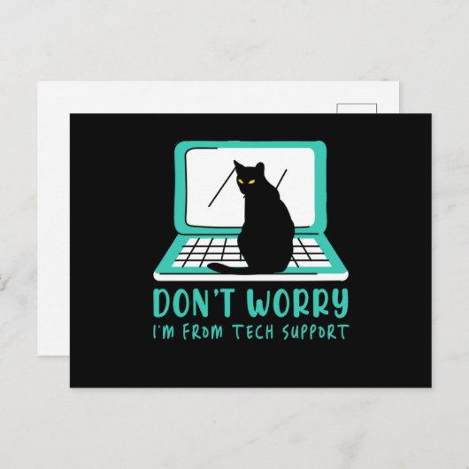 Cat Tech Support Computer Kitten Helpdesk IT Gift Briefkaart (Voorkant / Achterkant)