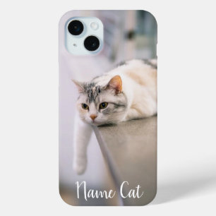 Cat telefoonhoesje aangepast met uw huisdier naam iPhone 15 mini hoesje