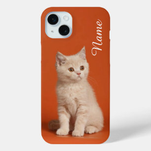 Cat telefoonhoesje aangepast met uw huisdier naam iPhone 15 mini hoesje