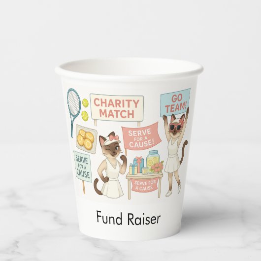 Cat Tennis Player Fund Raiser Party Papieren Bekers (Voorkant)
