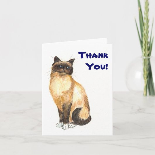 Cat 'Thank You' notenkaart Bedankkaart (Voorkant)