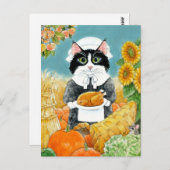 Cat Thanksgiving Turkey Friendsgiving Briefkaart (Voorkant / Achterkant)