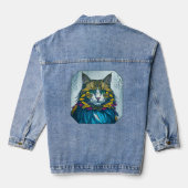 Cat That Ate The Canary Feathers | Wearable Art Denim Jacket (Achterkant)