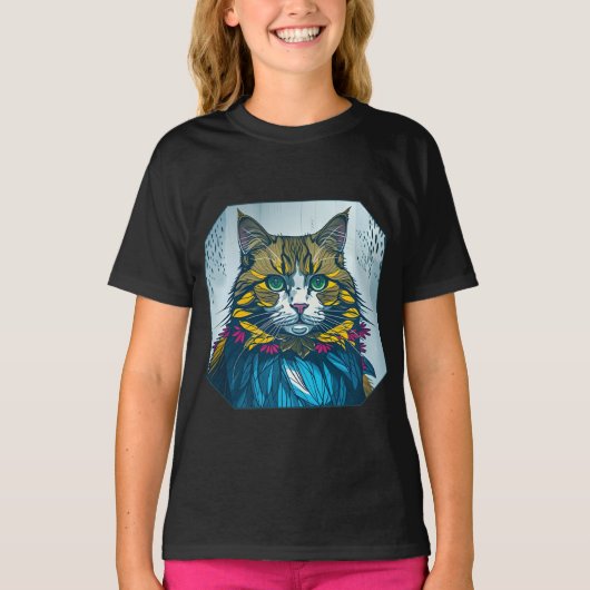 Cat That Ate The Canary Feathers | Wearable Art T-shirt (Voorkant)