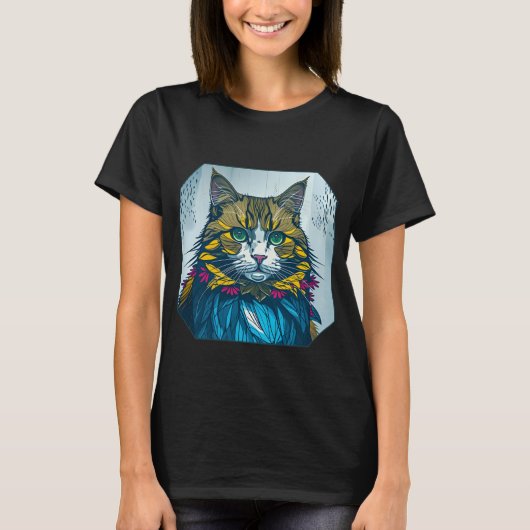 Cat That Ate The Canary Feathers | Wearable Art T-shirt (Voorkant)
