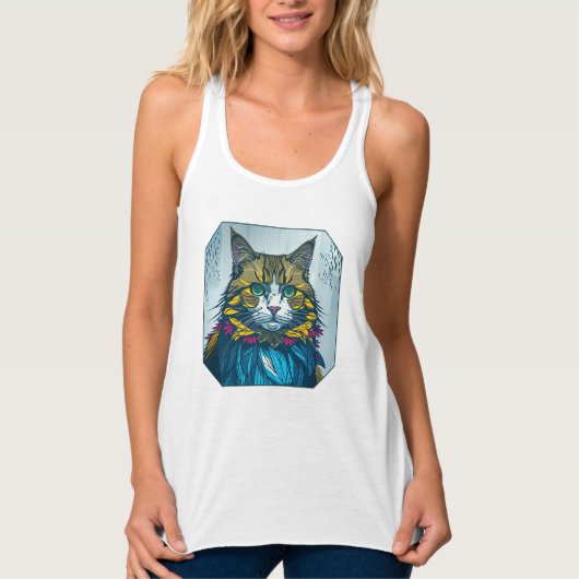 Cat That Ate The Canary Feathers | Wearable Art Tanktop (Voorkant)