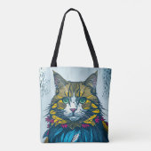 Cat That Ate The Canary Feathers | Wearable Art Tote Bag (Achterkant)