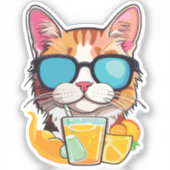 cat that loves drinks sticker (Voorkant)