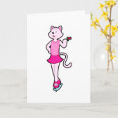 Cat the Ice skating with Flower Kaart (Gele Bloem)