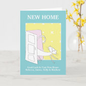 Cat Thed New Home Kaart (Gele Bloem)