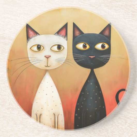 Cat-thema zandsteen Onderzetter (Voorkant)