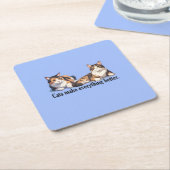 Cat Theme Schattig Lichtblauw Papier Onderzetter (Schuin)