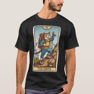 Cat Theme Tarot Kaart The Hiker Crew Hike Funny Hi T-shirt