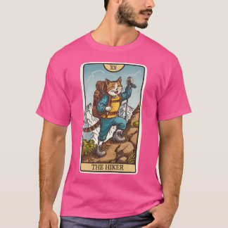 Cat Theme Tarot Kaart The Hiker Crew Hike Funny Hi T-shirt