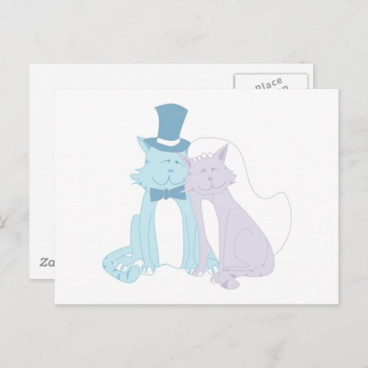 Cat Theme Wedding Briefkaart (Voorkant / Achterkant)
