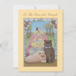 Cat Theme Wedding Felicitaties Flat Kaart