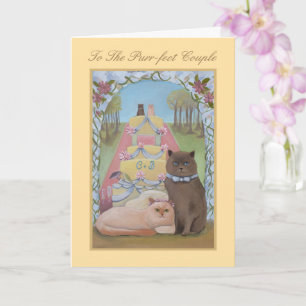 Cat Theme Wedding Gefeliciteerd Gevouwen Kaart