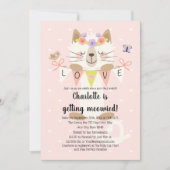 Cat Thmed Bridal Shower Invitations Floral Boho Kaart (Voorkant)