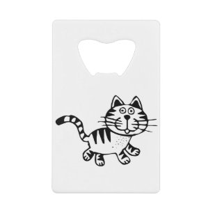 Cat Tiger Feline Animal Drawing Happy Png Black Creditkaart Flessenopener