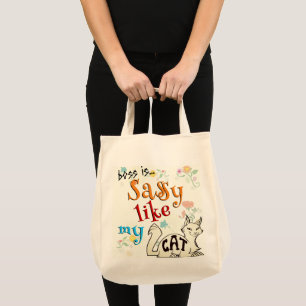 Cat-titude Sassy als mijn kat vet kleurtypografie Tote Bag