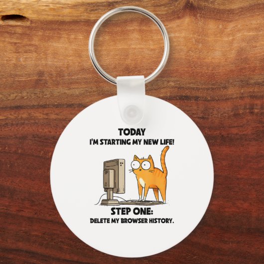 Cat Today I'm Starting My New Life Step One Delete Sleutelhanger (Voorkant)