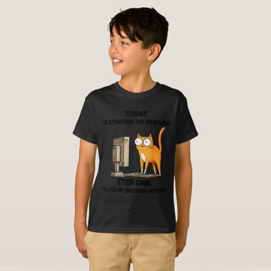 Cat Today I'm Starting My New Life Step One Delete T-shirt (Voorkant volledig)