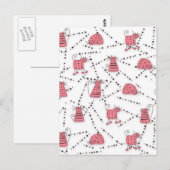 Cat Toons Pink Briefkaart (Voorkant / Achterkant)