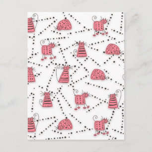 Cat Toons Pink Briefkaart
