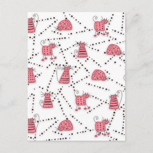 Cat Toons Pink Briefkaart (Voorkant)