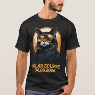 Cat Totaal Zonsverduistering April 8 2024 Astronom T-shirt