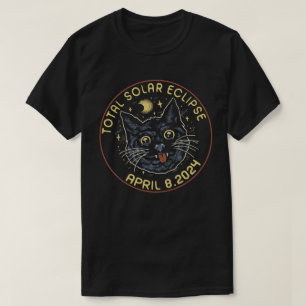 Cat Totaal Zonsverduistering April 8 2024 Astronom T-shirt